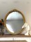 Vintage Oval Wall Mirror Gold Wooden Frame Decorative Home Accent